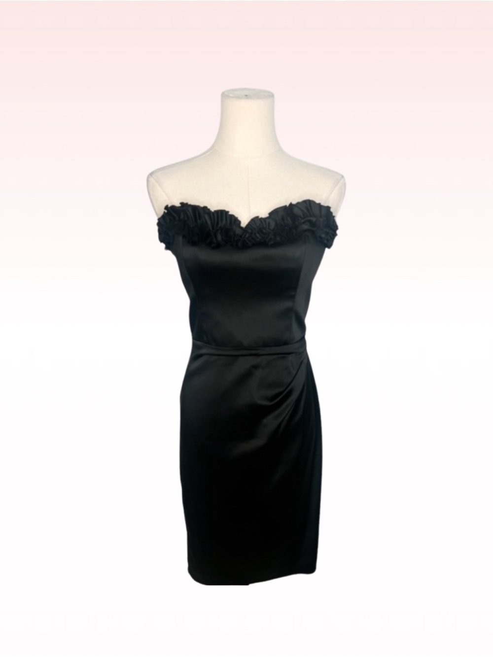 WHITE HOUSE BLACK MARKET Black Satin Strapless Dress (Sz 0)